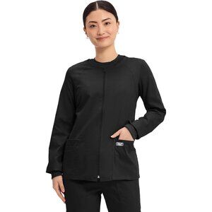 Women's Zip Front Scrub Jacket Soft Breathable Stretch Pockets Nursing Uniform